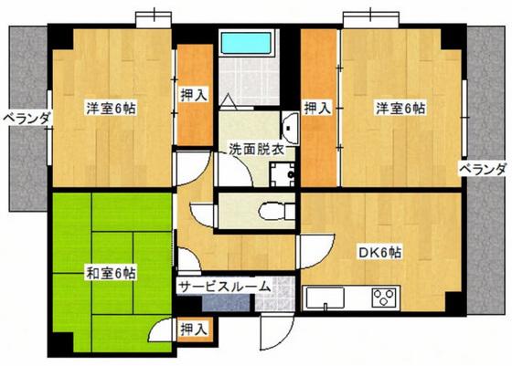 第一沖根ビル(3DK/2階)の間取り写真