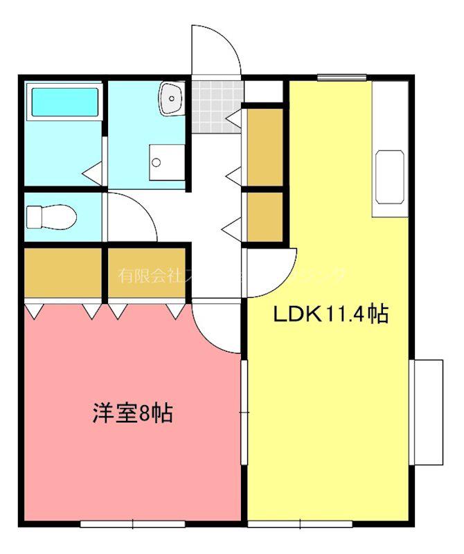 ラ・メゾン・ド・エル(1LDK/1階)の間取り写真