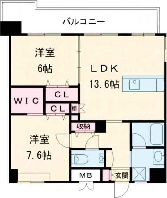 PRADO OHASHI(2LDK/14階)の間取り写真