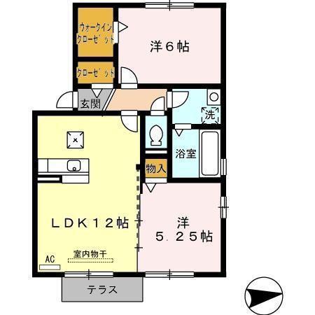 さくらHILL A棟(2LDK/1階)の間取り写真