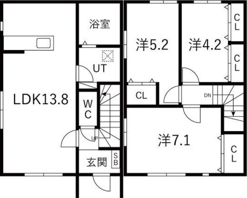 シェモアA(3LDK/1階)の間取り写真