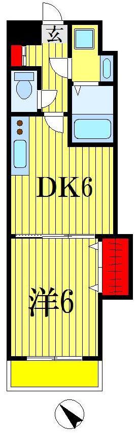 金太郎ヒルズ100(1DK/4階)の間取り写真