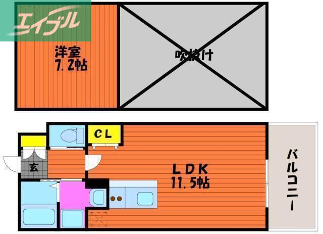 GRAND ETERNA岡山III(ワンルーム/14階)の間取り写真