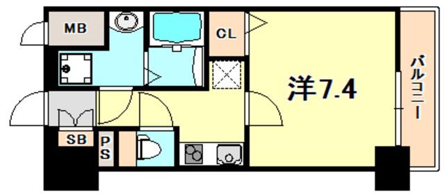 レゲスタ兵庫リバージュ(1K/7階)の間取り写真