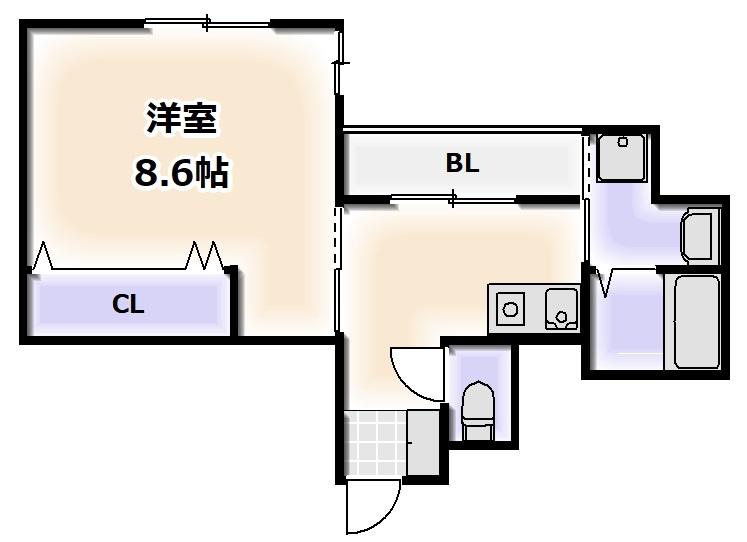 エクセレント大国町(1DK/8階)の間取り写真
