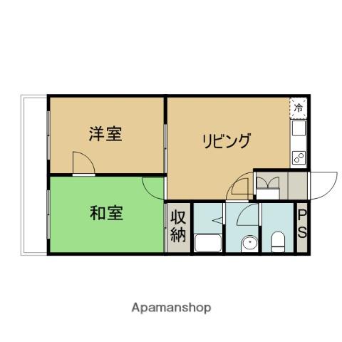 ＪＲ和歌山線 岩出駅 徒歩18分 6階建 築37年(2LDK/6階)の間取り写真