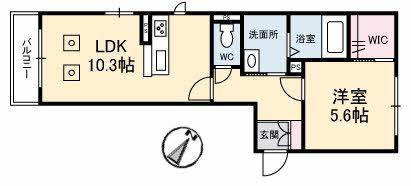 RA・MONA(1LDK/1階)の間取り写真