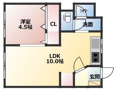 サンハイツ(1LDK/1階)の間取り写真