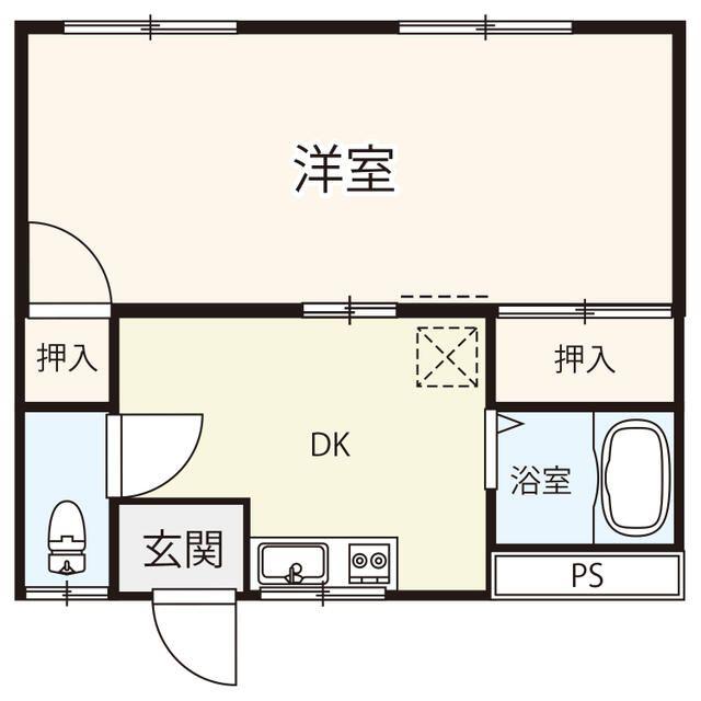 ポルテ北吉津III B(1DK/1階)の間取り写真
