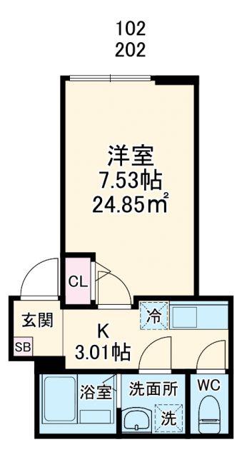 GRADUS検見川(1K/2階)の間取り写真