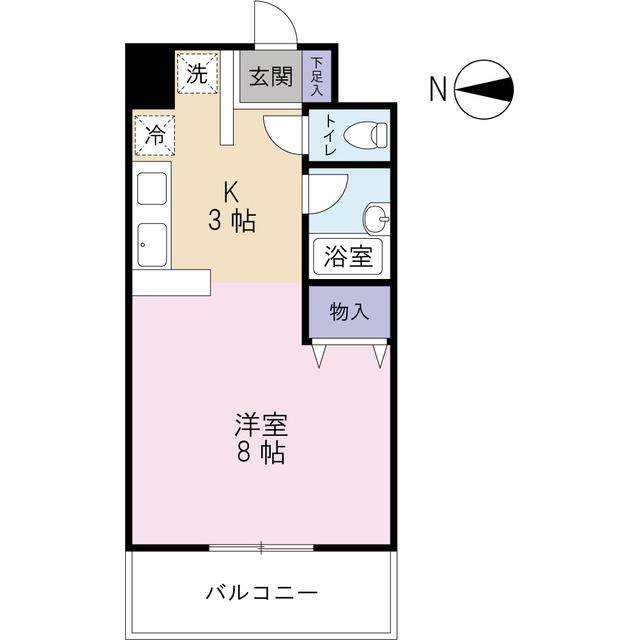 ウィンディーヒル(1K/7階)の間取り写真