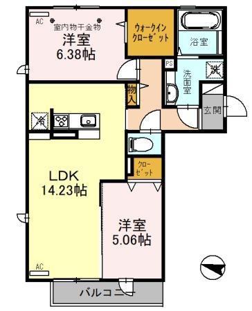 DELASSE KOWA2(2LDK/2階)の間取り写真