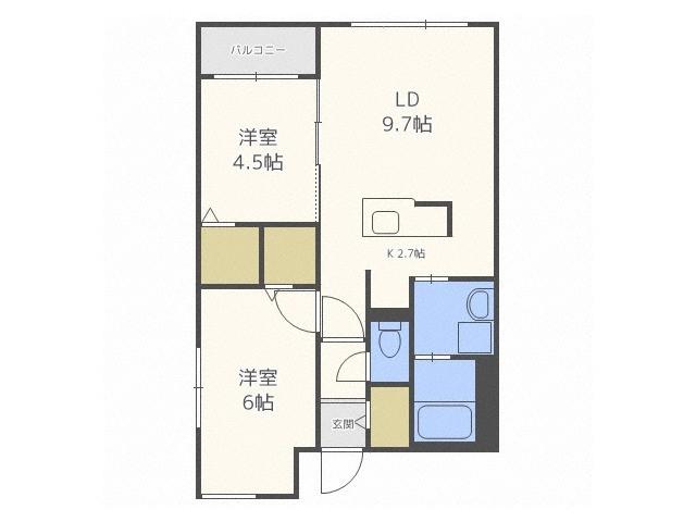 ブランシャール琴似駅前(2LDK/2階)の間取り写真