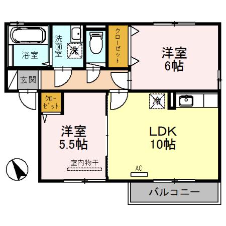 プリシェール(2LDK/2階)の間取り写真