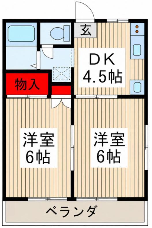 コスモロイヤル(2DK/1階)の間取り写真