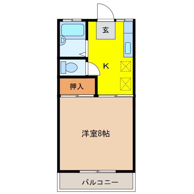 コーポあい(1K/1階)の間取り写真