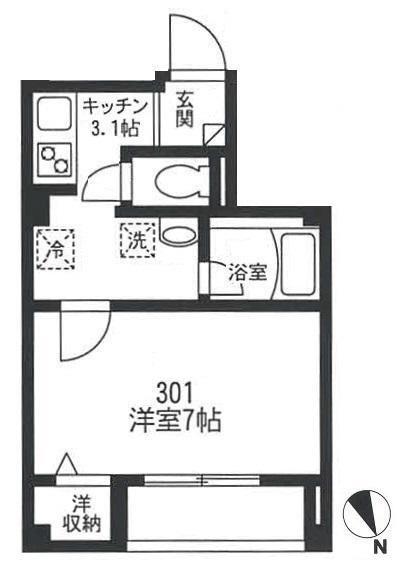 クレスト夏目(1K/3階)の間取り写真