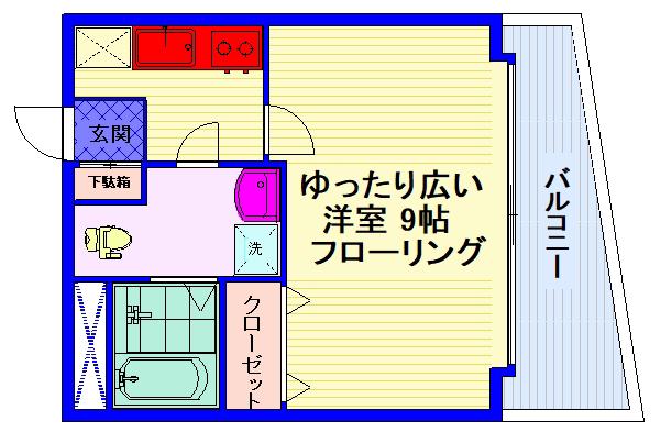 音楽マンション(1K/2階)の間取り写真
