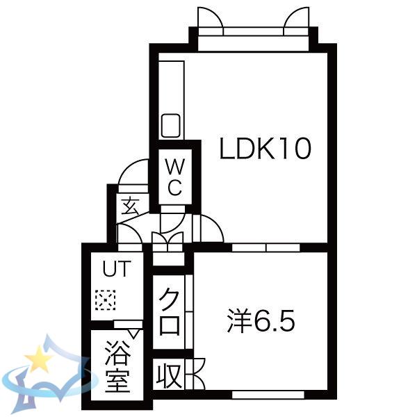 フロンティア(1LDK/1階)の間取り写真