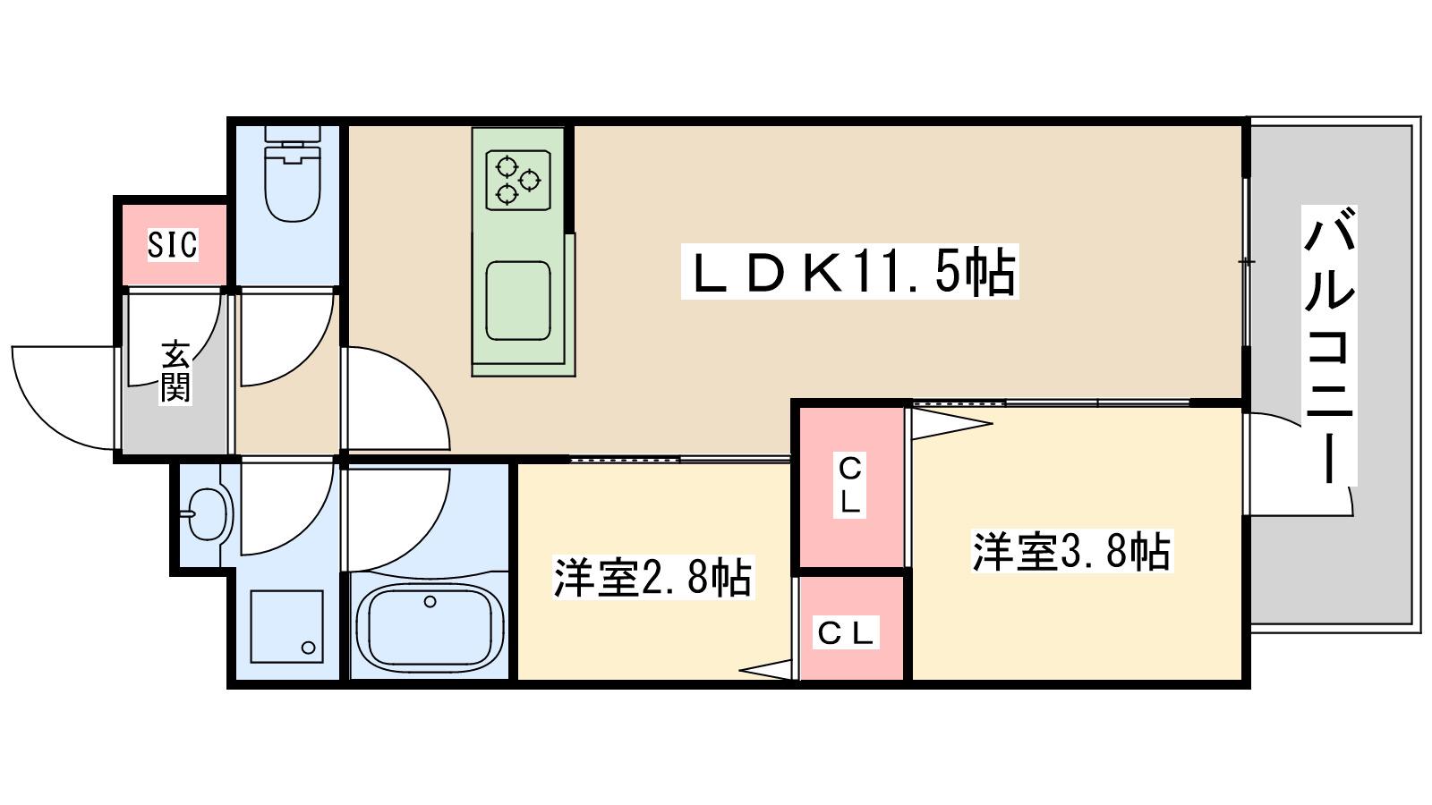 スプランディッド大阪イースト(2LDK/8階)の間取り写真