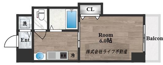 CITY SPIRE布施(1K/8階)の間取り写真