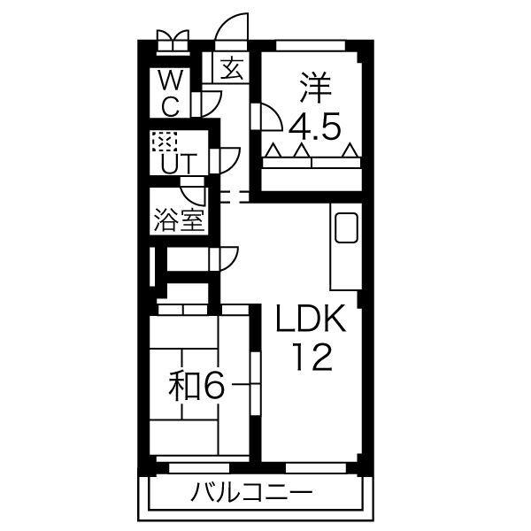 メゾン阪野(2LDK/4階)の間取り写真