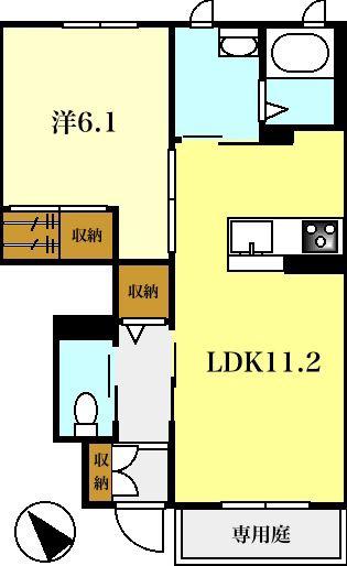 SHAMAISON プランドールドミール(1LDK/1階)の間取り写真