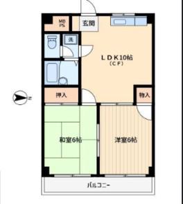 都営三田線 高島平駅 無 ネット代込  子供可 車置場有(2LDK/4階)の間取り写真