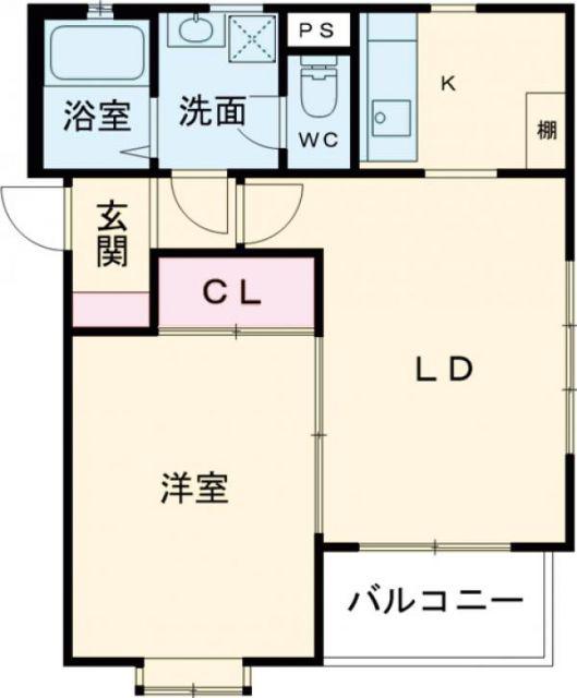 パークハイム佐方(1LDK/1階)の間取り写真