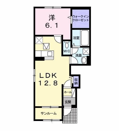 プリムローズ(1LDK/1階)の間取り写真