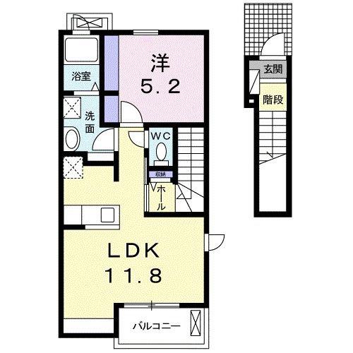 ビオーラ 桜(1LDK/2階)の間取り写真
