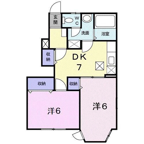 ヒルズおんかく(2DK/1階)の間取り写真