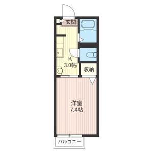 カーサ一条(1K/2階)の間取り写真