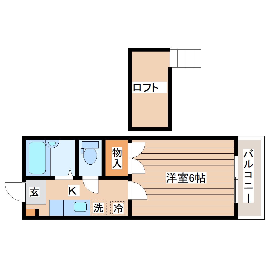 ＪＲ東北本線 太子堂駅 徒歩6分 2階建 築37年(1K/1階)の間取り写真