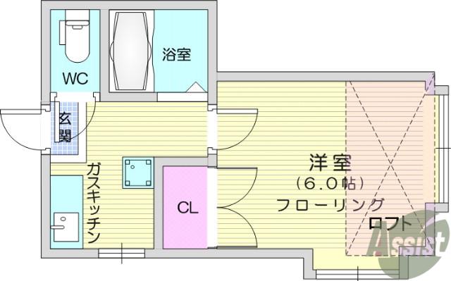 ホワイトキャッスル21番館(1K/1階)の間取り写真