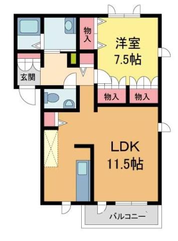 シャーメゾン丸橋(1LDK/2階)の間取り写真