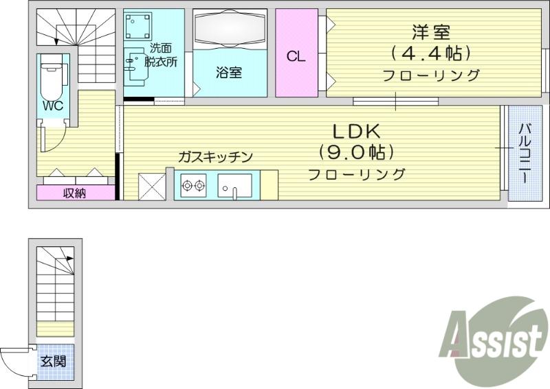 サンテラス郡山(1LDK/2階)の間取り写真
