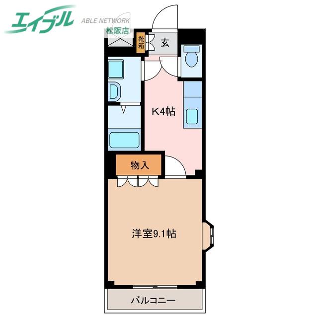 パルティール(1K/1階)の間取り写真