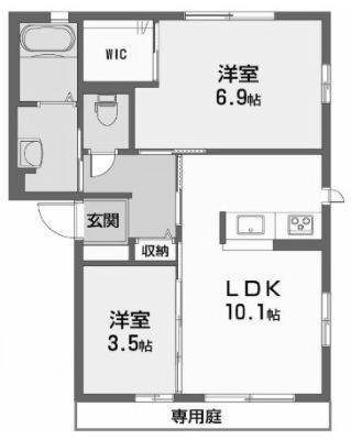 シャーメゾンアデッソ(2LDK/1階)の間取り写真