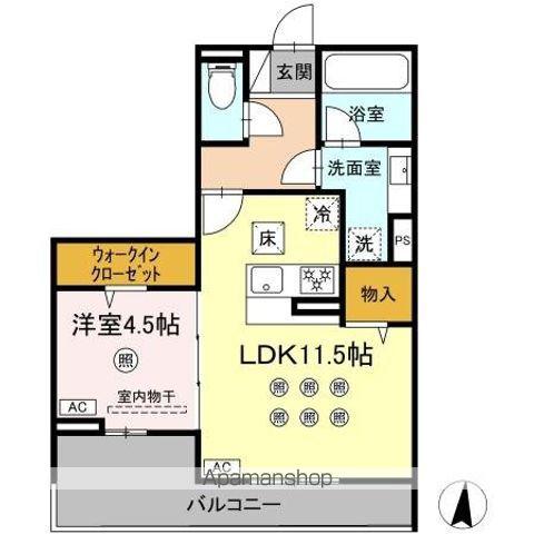 M&S RESIDENCE RIVERSIDE(1LDK/1階)の間取り写真