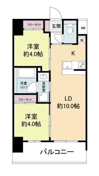 セレニテフラン新大阪(2LDK/4階)の間取り写真