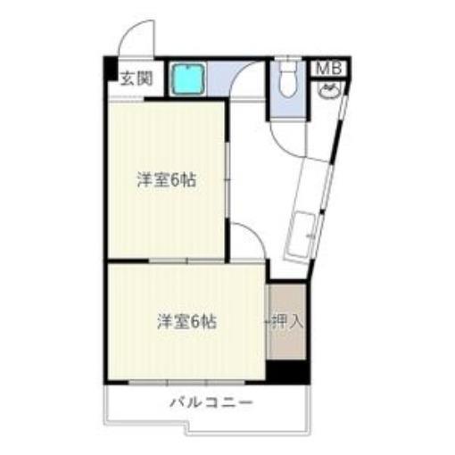 吉富ビル 末広ビル(2DK/3階)の間取り写真