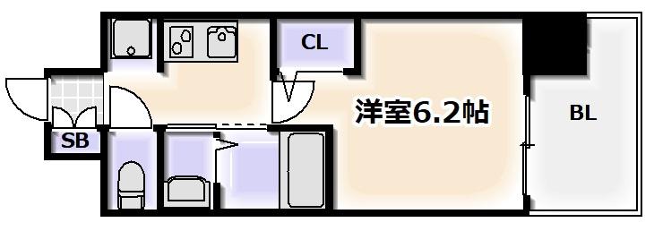 エステムコート難波VIIビヨンド(1K/4階)の間取り写真