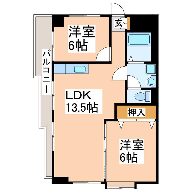 甲斐ビル(2LDK/3階)の間取り写真