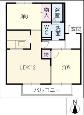 コーポトータス(2LDK/2階)の間取り写真