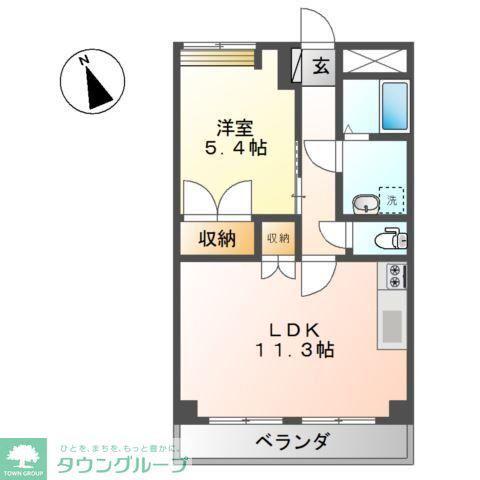 ラベンダー湘南(1LDK/2階)の間取り写真