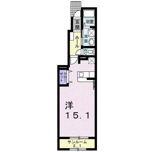 セレノIII(ワンルーム/1階)の間取り写真