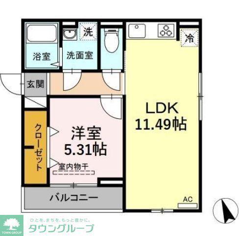 エクセリア南千住(1LDK/3階)の間取り写真