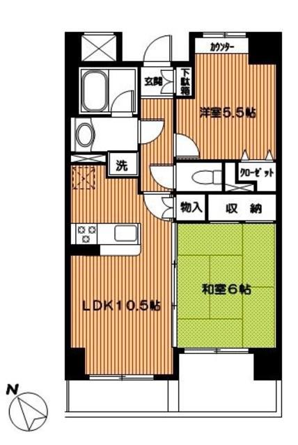 ウエストヴァレー(2LDK/6階)の間取り写真