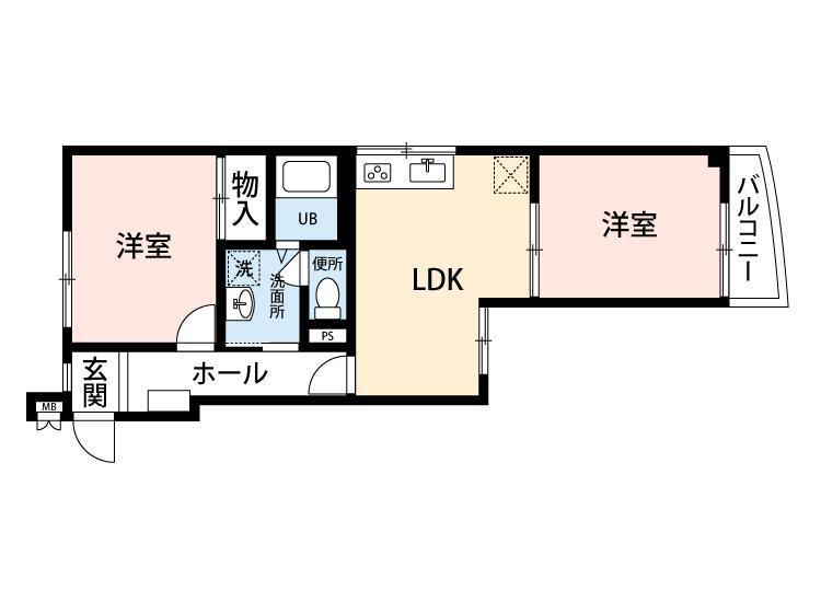 シャンテ21(2LDK/4階)の間取り写真